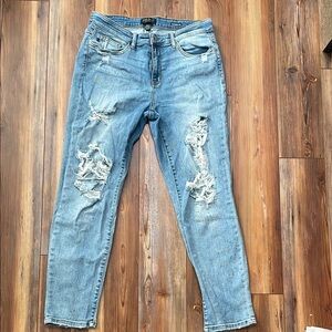 Women’s Judy Blue Paint Splatter Distressed Boyfriend Jeans Size 15